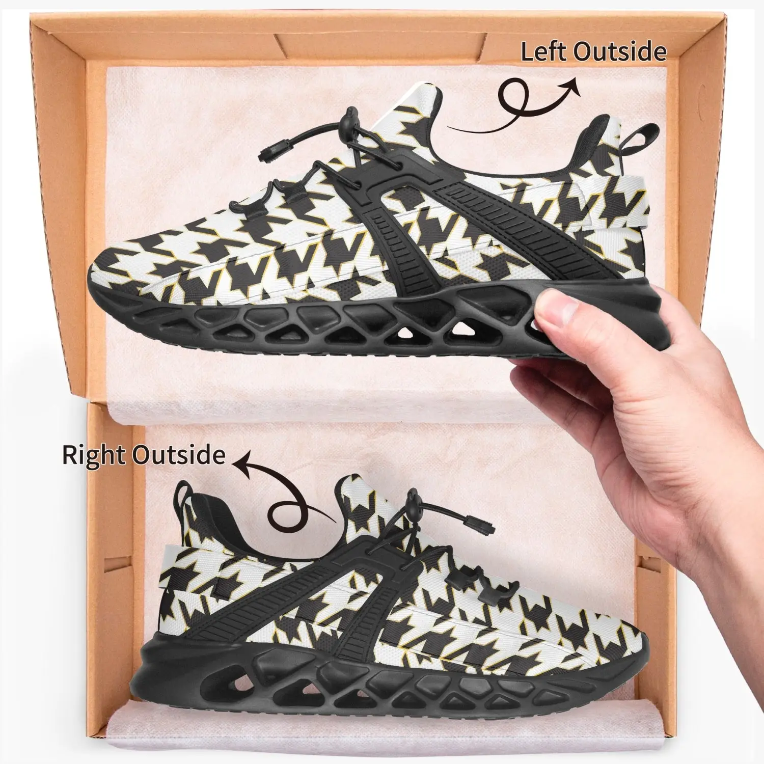 Unisex Houndstooth Running Shoes - Image 6